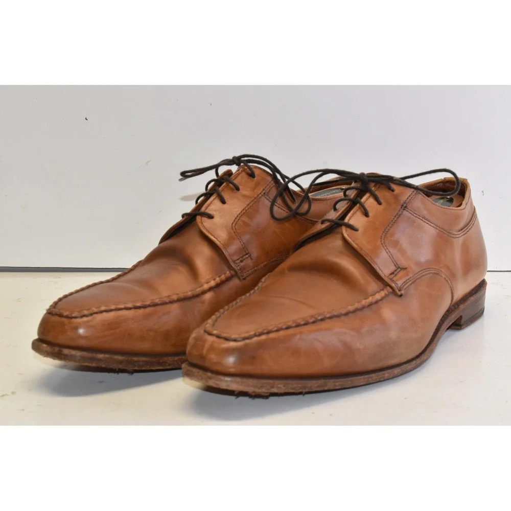 Allen Edmonds Charleston Derby Oxford Shoes Tan Mens 9.5 E Split Toe Leather